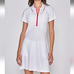 L’ETOILE SPORT WHITE MESH ZIP PERFORMANCE DRESS SIZE MEDIUM